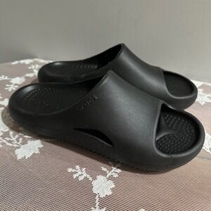 Crocs Slides Black Comfort Slip On Sandals Size M5 W7 Mellow Recovery Slides